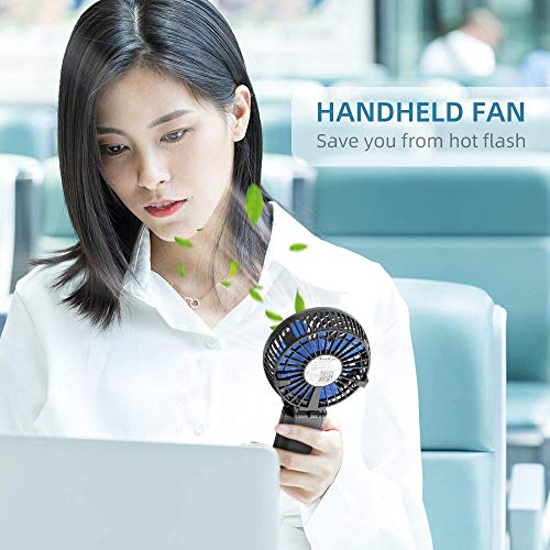 HandFan Ventilador Personal portátil con Pilas de 5200mAh Banco de alimentación Ventilador de Mano 3 Velocidades/Tiempo de Trabajo 5-20H para el hogar al Aire Libre el Recorrido Que acampa