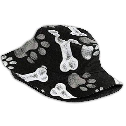 Hangdachang Dog Bones Travel Bucket Beach Sun Hat para hombres y mujeres de ala ancha Sombrero de pescador Sombrero de cubo para exterior negro