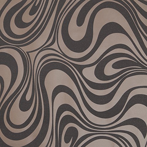 Hanmero papel pintado pared,no tejido,3D diseno, para la contexto de la TV, sofa, dormitorios, negro marron,0.7M*8.4M