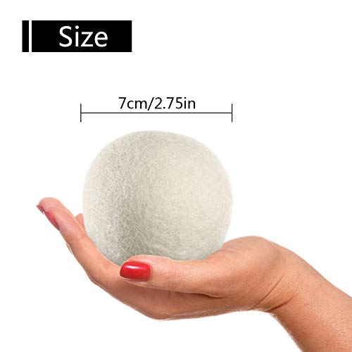 hanwey Bolas de Secadora de Lana, Bolas de Secadora hipoalergénicas, Reutilizable, Secado más rápido, Reducción estática y Suavizante de Telas Naturales Paquete de 6 XL