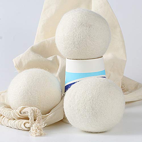 hanwey Bolas de Secadora de Lana, Bolas de Secadora hipoalergénicas, Reutilizable, Secado más rápido, Reducción estática y Suavizante de Telas Naturales Paquete de 6 XL