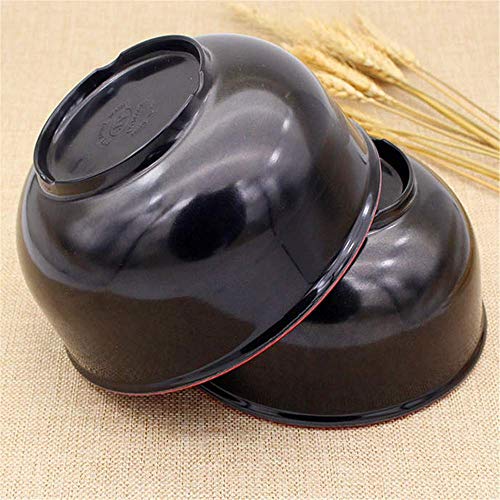 HAOQI Juego de Cuencos de Ramen de 4 Piezas, Cuencos de Sopa de melamina para Ramen, Pho, Fideos, Platos asiáticos, Apto para lavavajillas, Negro y Rojo, lo Mejor para los Amantes de los Fideos
