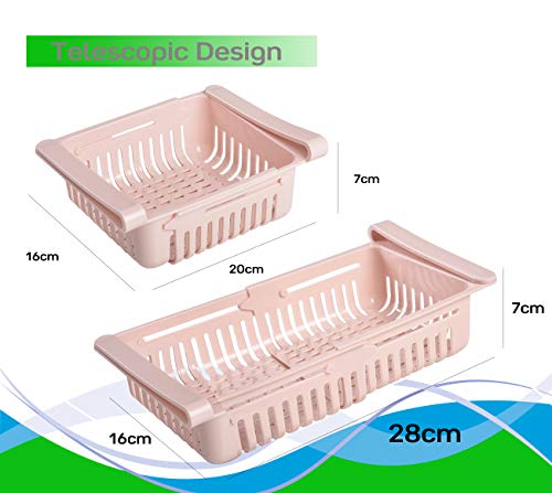 HapiLeap Frigoríficos Organizadores de Cajones - Caja de Almacenamiento del Refrigerador Mantenga el Refrigerador Ordenado Estante Soporte Contenedor de Alimentos Cestas (4 Pack)