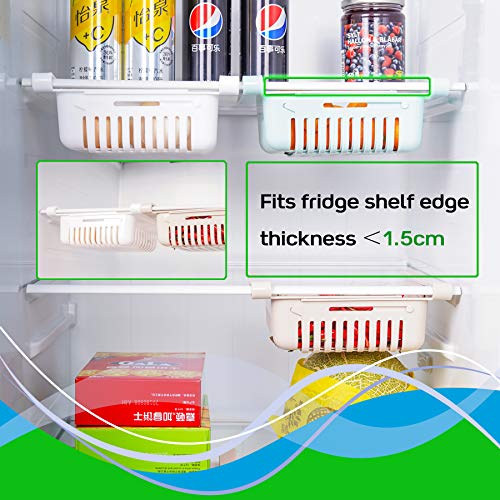 HapiLeap Frigoríficos Organizadores de Cajones - Caja de Almacenamiento del Refrigerador Mantenga el Refrigerador Ordenado Estante Soporte Contenedor de Alimentos Cestas (4 Pack)
