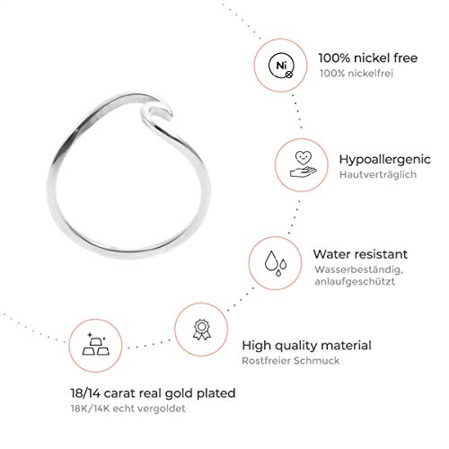 Happiness Boutique Damas Anillo Delicado Ondulado en Color Plata | Anillo Ondulado Tierno de Acero Inoxidable