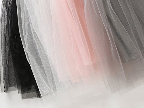 Happy Cherry - Falda de Fiesta Tul Niña 3 Capas Malla de Volantes Cintura Elástica Baile Vida Diaria Boda Cumpleaños 130cm 7-8 Años - Negro