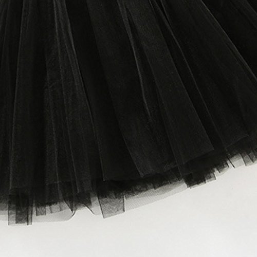 Happy Cherry - Falda de Fiesta Tul Niña 3 Capas Malla de Volantes Cintura Elástica Baile Vida Diaria Boda Cumpleaños 130cm 7-8 Años - Negro