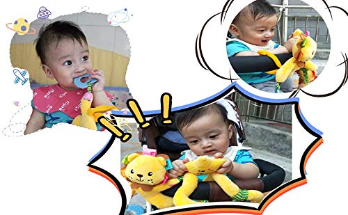 Happy Cherry - Juguetes Colgantes Espiral de Animales para Cuna Cochecito Carrito bebés Recien nacidos Peluche con Mordedor para niños niñas arrastrar - Amarillo