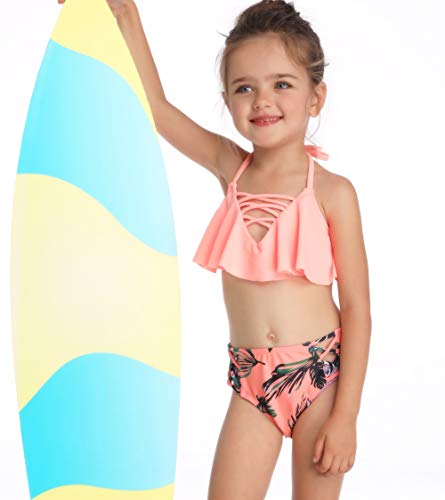 Happy Cherry - Niñas Bañador Infantil 2 Piezas Bikini Traje de Baño de Verano Playa Piscina Transpirable Cómodo Natación Conjunto de Baño Niñas
