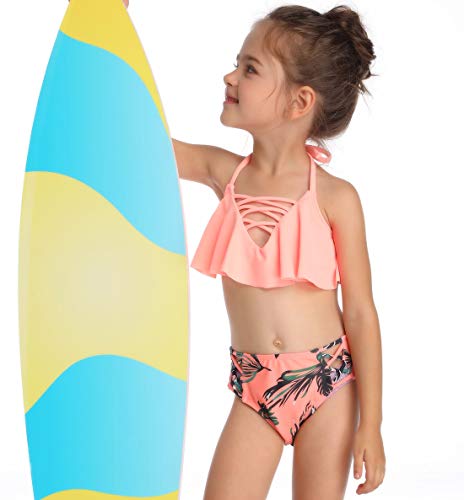 Happy Cherry - Niñas Bañador Infantil 2 Piezas Bikini Traje de Baño de Verano Playa Piscina Transpirable Cómodo Natación Conjunto de Baño Niñas