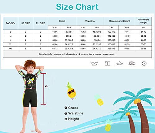Happy Cherry - Niños Traje de Neopreno 2.5mm Mantener Calor Bañador Corto de Buceo Anti-UV Elástica Calidad con Cremallera - ES 3-4 Años