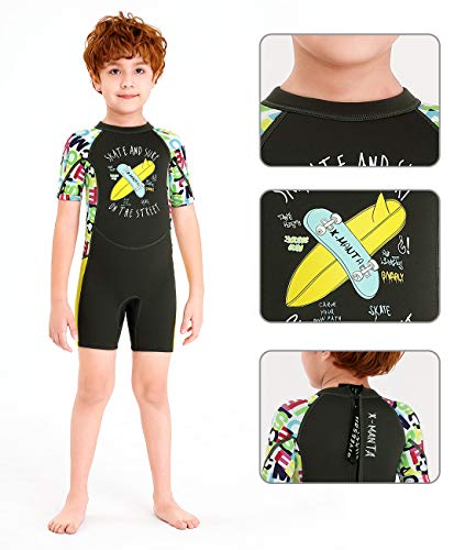 Happy Cherry - Niños Traje de Neopreno 2.5mm Mantener Calor Bañador Corto de Buceo Anti-UV Elástica Calidad con Cremallera - ES 3-4 Años