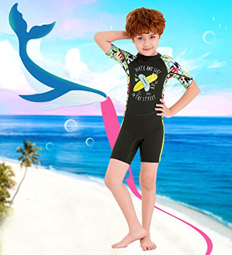 Happy Cherry - Niños Traje de Neopreno 2.5mm Mantener Calor Bañador Corto de Buceo Anti-UV Elástica Calidad con Cremallera - ES 3-4 Años