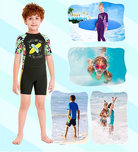 Happy Cherry - Niños Traje de Neopreno 2.5mm Mantener Calor Bañador Corto de Buceo Anti-UV Elástica Calidad con Cremallera - ES 3-4 Años