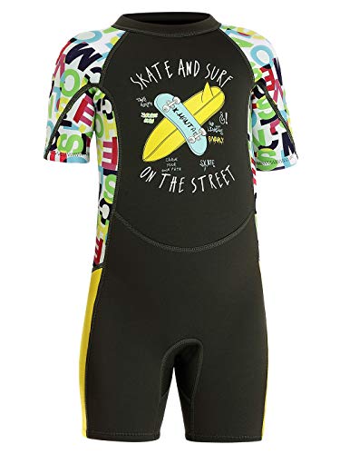 Happy Cherry - Niños Traje de Neopreno 2.5mm Mantener Calor Bañador Corto de Buceo Anti-UV Elástica Calidad con Cremallera - ES 3-4 Años