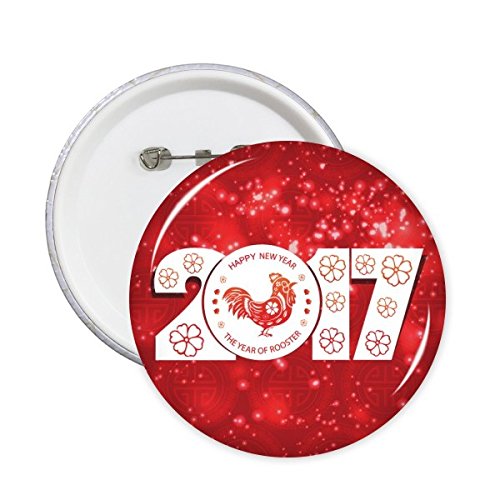 Happy New Year 2017 Année du coq zodiaque chinois Motif illustration broches rondes badge Button Vêtements Décoration 5 pcs L