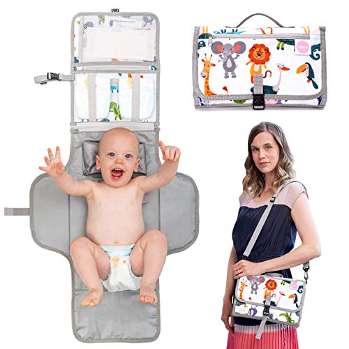 HAPPYMOM® Cambiador Bebe Portatil Impermeable, NUEVO MODELO 2020, Regalos Originales Para Bebes Recien Nacidos, Set cuidado bebe, Mira el VIDEO