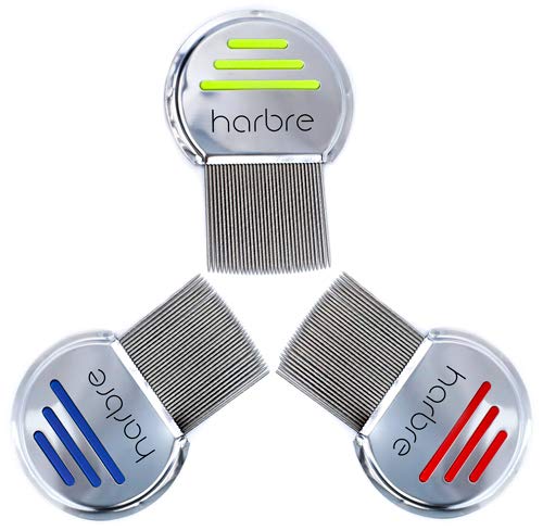 Harbre Paquete de 3 Peines Profesionales para Eliminar Piojos de Acero Inoxidable de Alta Calidad Reutilizables