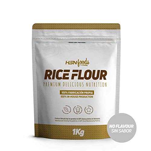 Harina de Arroz de HSN | Rice Flour | Energía Saludable 100% Natural | Formato de Finísima Textura en Polvo | Vegana, Sin Gluten, Sin Lactosa, Sin Soja, Sin Sabor, 1 Kg