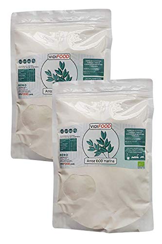 Harina de Arroz ECO - 2kg - Arroz Orgánico molido - Puro arroz blanco para hornear y cocinar - Harina almidonosa sin gluten