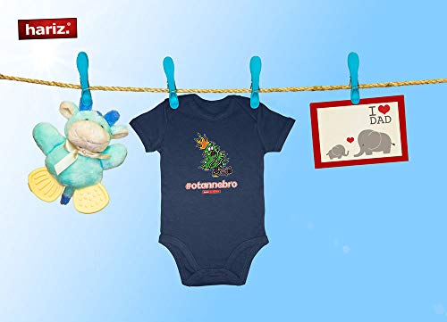 Hariz - Body de manga corta para bebé Pixbros Otannebro Xmas Navidad Witzig familia Winter Plus Tarjeta de regalo rana verde rubio 6-12 meses