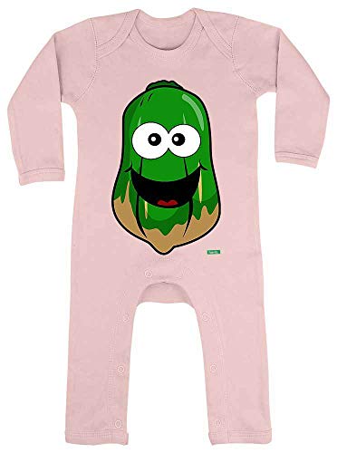 Hariz - Pelele para bebé, diseño con texto en alemán "Papaya Lachend frutas", incluye tarjeta de regalo de algodón de azúcar rosa 6-12 meses