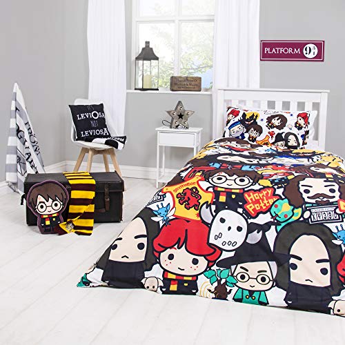 Harry Potter Charm Design - Funda de edredón Reversible de Dos Caras con Funda de Almohada a Juego, Multicolor