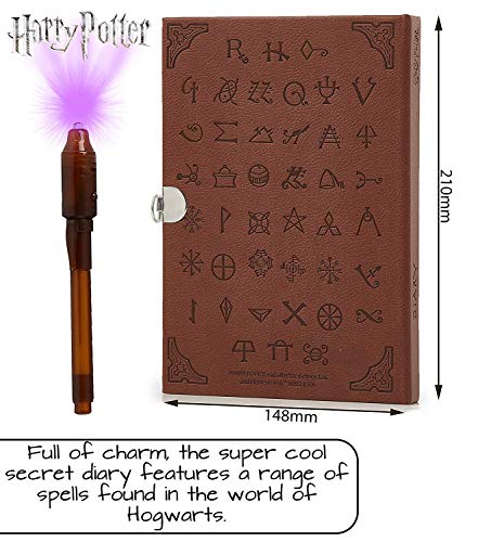 HARRY POTTER Diario Secreto Diario Secreto De Hogwarts con Candado y Llaves | Papelería Bonita para Niñas con Pluma Tinta Invisible | Regalos para Niñas o Niños