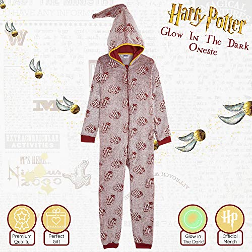 HARRY POTTER Pijamas de Una Pieza Que Brillan En La Oscuridad,Mono Infantil Entero Extra Suave con Capucha de Mago, Disfraz Ropa Invierno Niño,Regalos Originales Niña Niño (9/10 años)