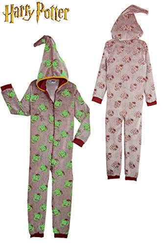 HARRY POTTER Pijamas de Una Pieza Que Brillan En La Oscuridad,Mono Infantil Entero Extra Suave con Capucha de Mago, Disfraz Ropa Invierno Niño,Regalos Originales Niña Niño (5/6 años)