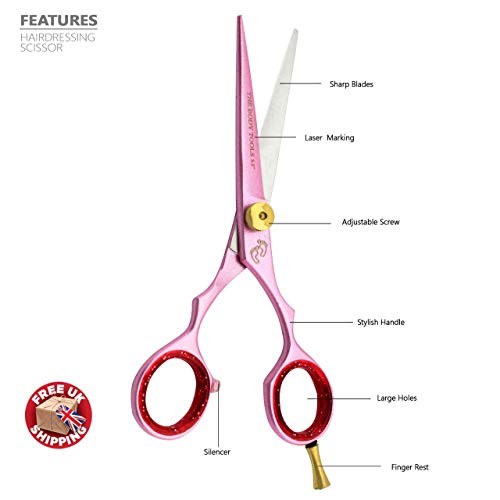Haryali London - Tijeras de peluquería profesional (5,5 pulgadas), color rosa