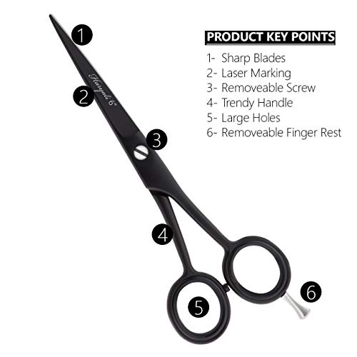 Haryali London - Tijeras de peluquería profesional de 6 pulgadas, color negro