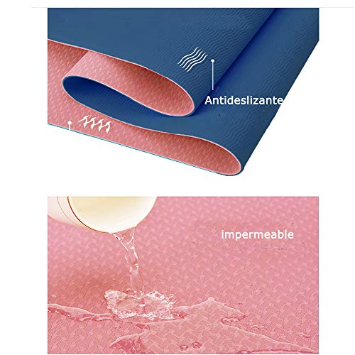 Hatonky Esterilla Yoga Antideslizante Alfombrilla de Yoga TPE Esterilla Pilates Esterilla Deporte- con Correa de Hombro 183cm x 61cm x 0.6cm