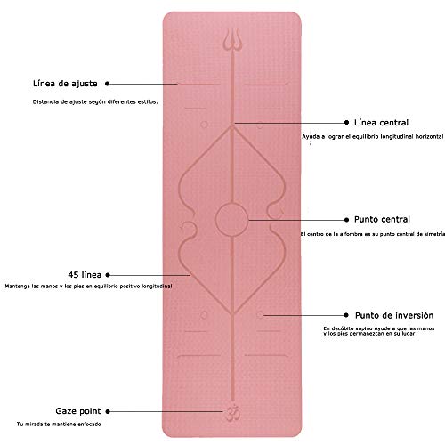 Hatonky Esterilla Yoga Antideslizante Alfombrilla de Yoga TPE Esterilla Pilates Esterilla Deporte- con Correa de Hombro 183cm x 61cm x 0.6cm