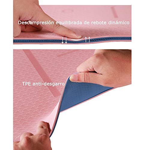 Hatonky Esterilla Yoga Antideslizante Alfombrilla de Yoga TPE Esterilla Pilates Esterilla Deporte- con Correa de Hombro 183cm x 61cm x 0.6cm