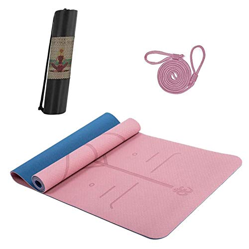 Hatonky Esterilla Yoga Antideslizante Alfombrilla de Yoga TPE Esterilla Pilates Esterilla Deporte- con Correa de Hombro 183cm x 61cm x 0.6cm