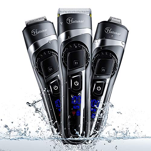 Hatteker Cortapelos Recortador de Barba Hombre Cortar Pelo y Afeitadora Precisión Electrónico Impermeable usb Recargable