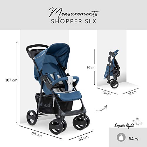 Hauck carro Shopper SLX trioset, coche de bebes 3 piezas de capazo, sillita y grupo 0+, botellero, facil y comodo plegado, para recien nacidos hasta bebes/niños de 25 kg, azul