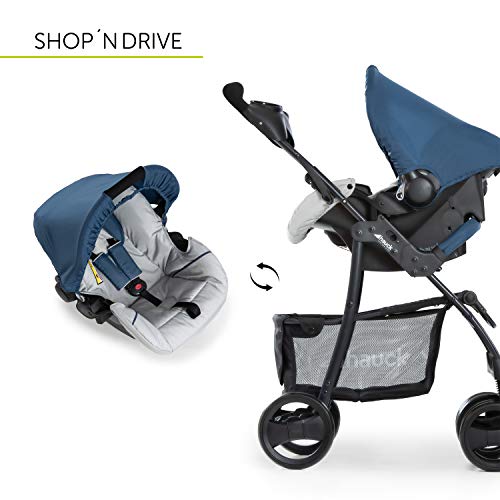 Hauck carro Shopper SLX trioset, coche de bebes 3 piezas de capazo, sillita y grupo 0+, botellero, facil y comodo plegado, para recien nacidos hasta bebes/niños de 25 kg, azul