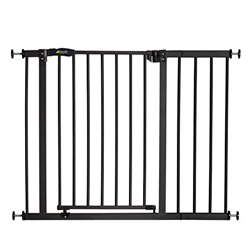 Hauck Close N Stop - Puerta de seguridad con extensión de 21 cm, para puertas y escaleras 96 – 101 cm, sin agujeros, combinable con Y-Spindel para barandillas, hierro, charcoal (gris)
