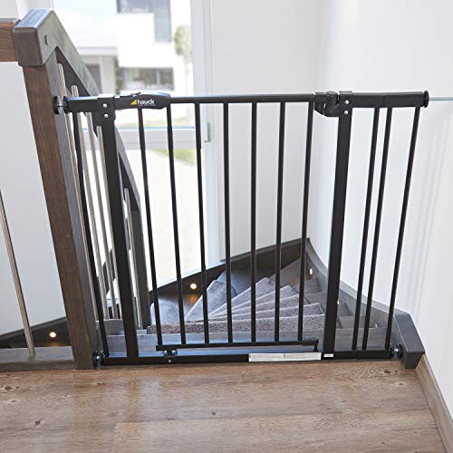 Hauck Close N Stop - Puerta de seguridad con extensión de 21 cm, para puertas y escaleras 96 – 101 cm, sin agujeros, combinable con Y-Spindel para barandillas, hierro, charcoal (gris)