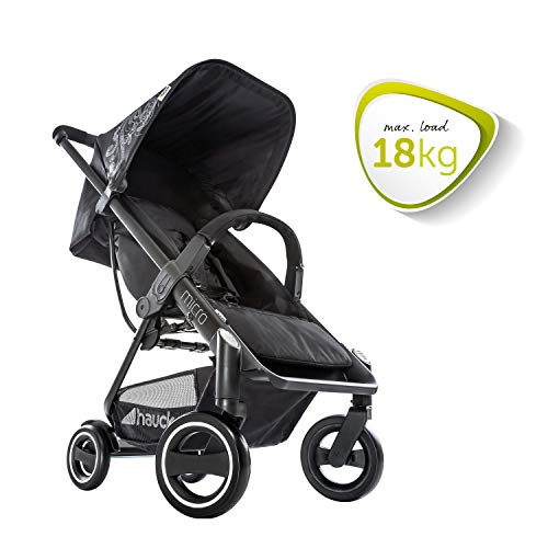 Hauck Micro silla de paseo compacta hasta 18 kg, con respaldo reglable, plegable, ligera, manillar regulable en altura, luces reflectantes, Star Caviar (negro)