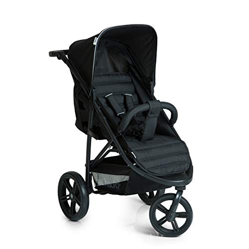 Hauck Rapid 3 - silla de paseo de 3 ruedas con posiciones en respaldo, plegado compacto, plegando con solo una mano, manillar regulable, desde nacimiento hasta 25kg, caviar black (negro)