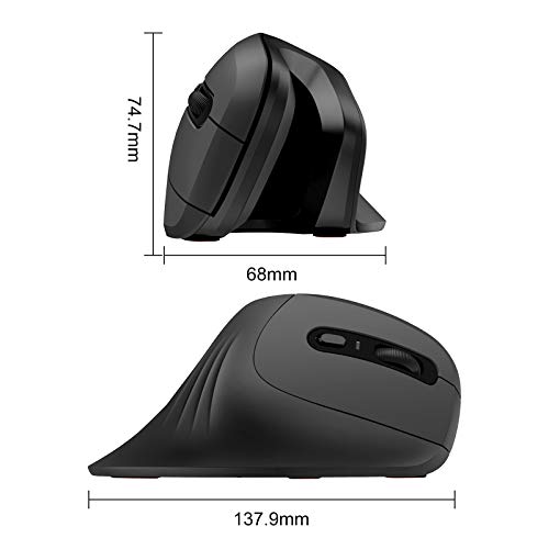 havit Ratón Inalámbrico Vertical Ergonómico 2.4 G óptico,Adecuado para Uso de Oficina a Largo Plazo, 3 Niveles Ajustables, 6 Botones,para Windows, Linux y Otro(MS55GT, Negro)