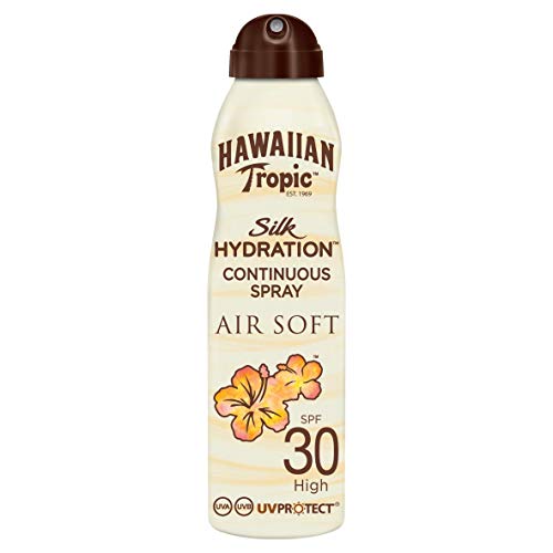 Hawaiian Tropic Bruma Silk Hydration Air Soft - Loción Solar Protectora en Spray de Vaporización con índice SPF 30, resistente al Agua con 12 horas de protección, formato 177 ml