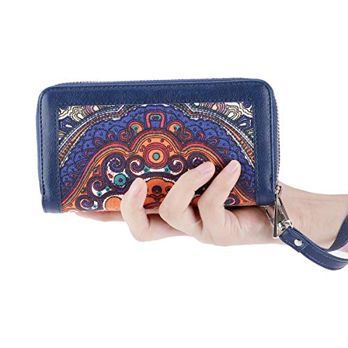 HAWEE Mujer Cartera Larga de Embrague Doble Cremallera Teléfono Billetera Señora Piel Monedero Mujer Grande con Múltiples Ranuras para Tarjetas para Billetes de Moneda