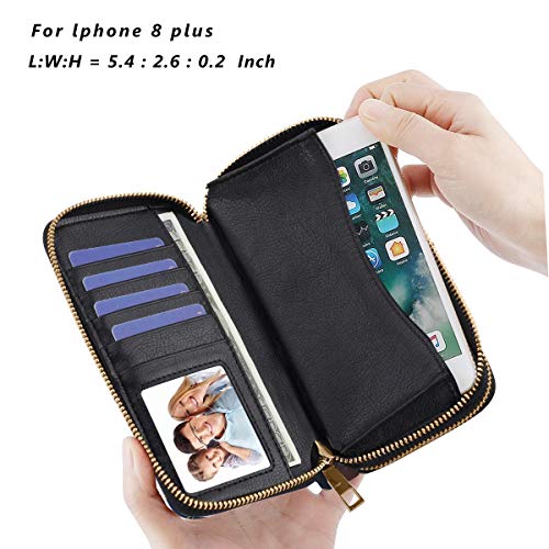 HAWEE Mujer Cartera Larga de Embrague Doble Cremallera Teléfono Billetera Señora Piel Monedero Mujer Grande con Múltiples Ranuras para Tarjetas para Billetes de Moneda