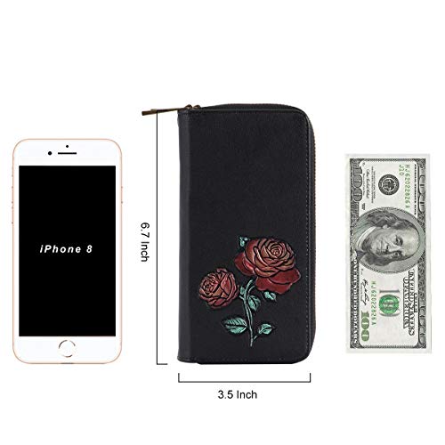 HAWEE Mujer Cartera Larga de Embrague Doble Cremallera Teléfono Billetera Señora Piel Monedero Mujer Grande con Múltiples Ranuras para Tarjetas para Billetes de Moneda