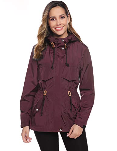 Hawiton Abrigos Impermeables para Mujer Ligera Chubasquero Seco RáPido Chaqueta Cortavientos con Capucha Chaqueta Deportiva