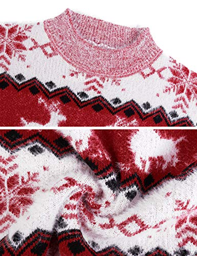 Hawiton Jersey de Mujer Navidad, suéter de Punto de Cuello Redondo de Manga Larga y Cuello Redondo Holgado de Verano para Mujer